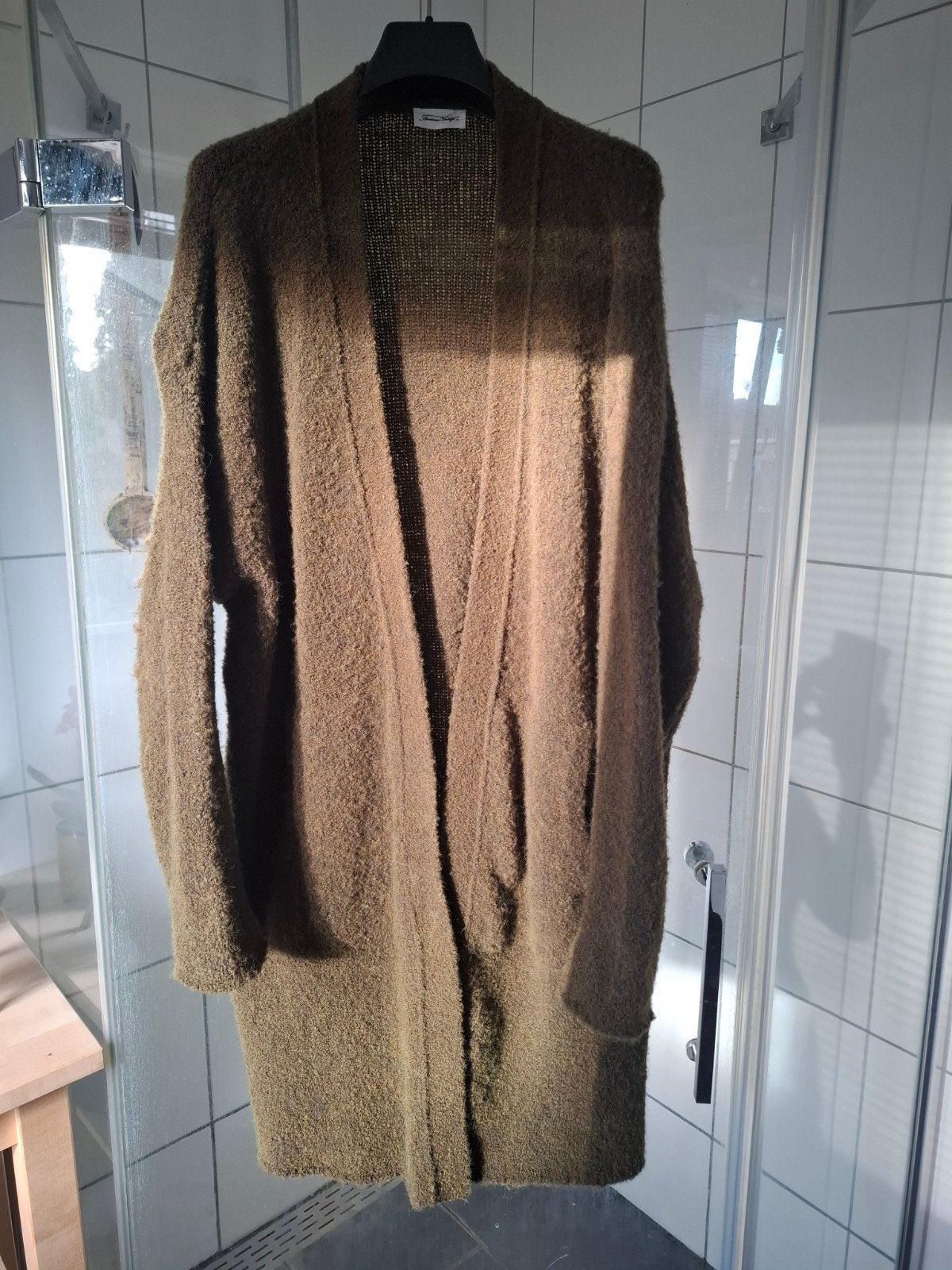 American Vintage lang olijfgroen vest wolmix, maat L (38/40), Kleding | Dames, Truien en Vesten, Maat 38/40 (M), Verzenden, Zo goed als nieuw