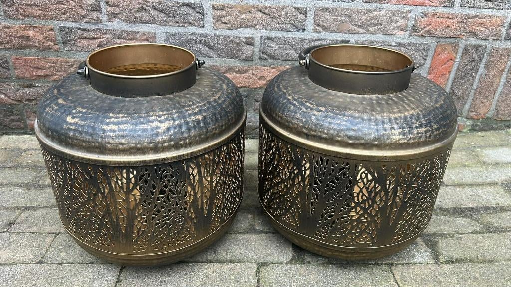 Grote metalen windlichten, Ophalen, Zo goed als nieuw, Metaal, 25 tot 50 cm