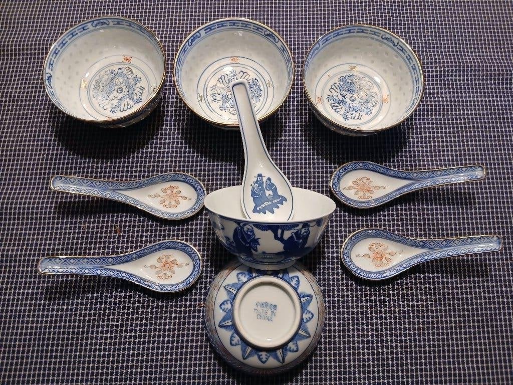 Chinese rijst/soepkom 5 stuks met lepel, Aziatisch, Nieuw, Ophalen of Verzenden, Kom(men)
