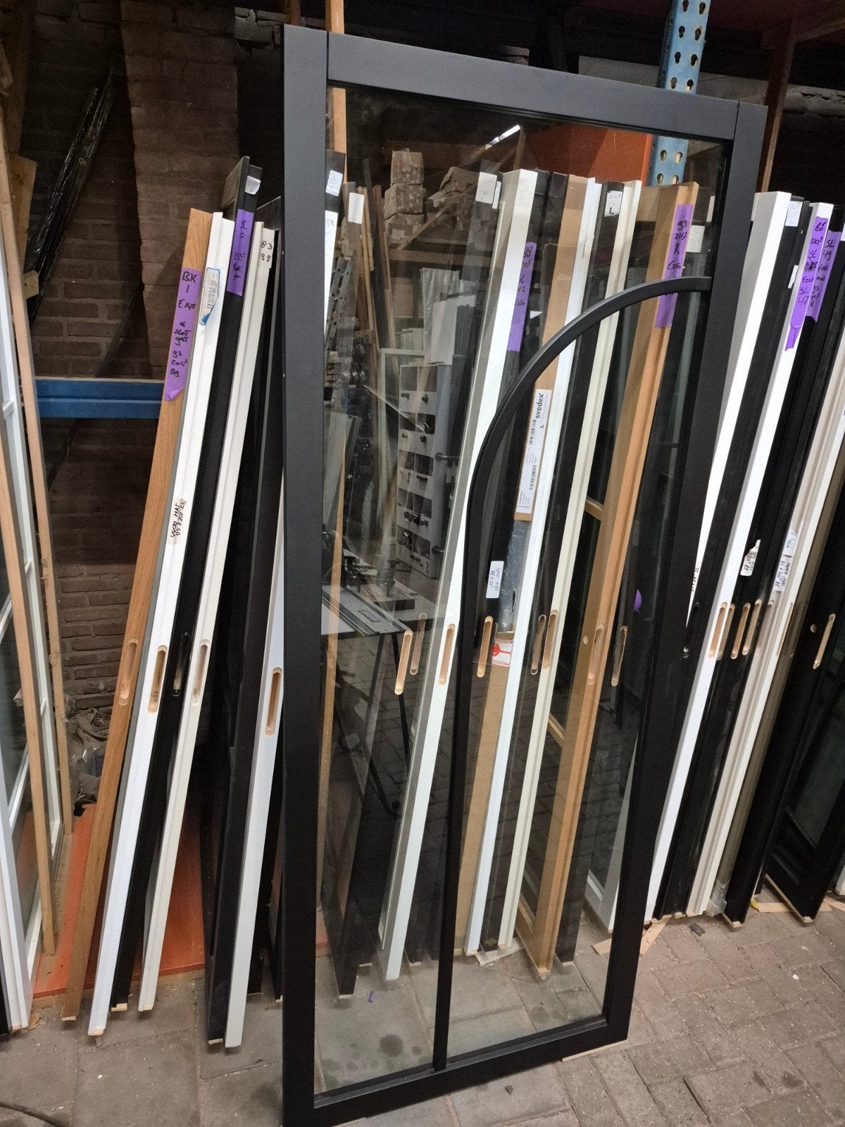 93x231,5cm binnendeur opdek Links Staallook zwart SK45