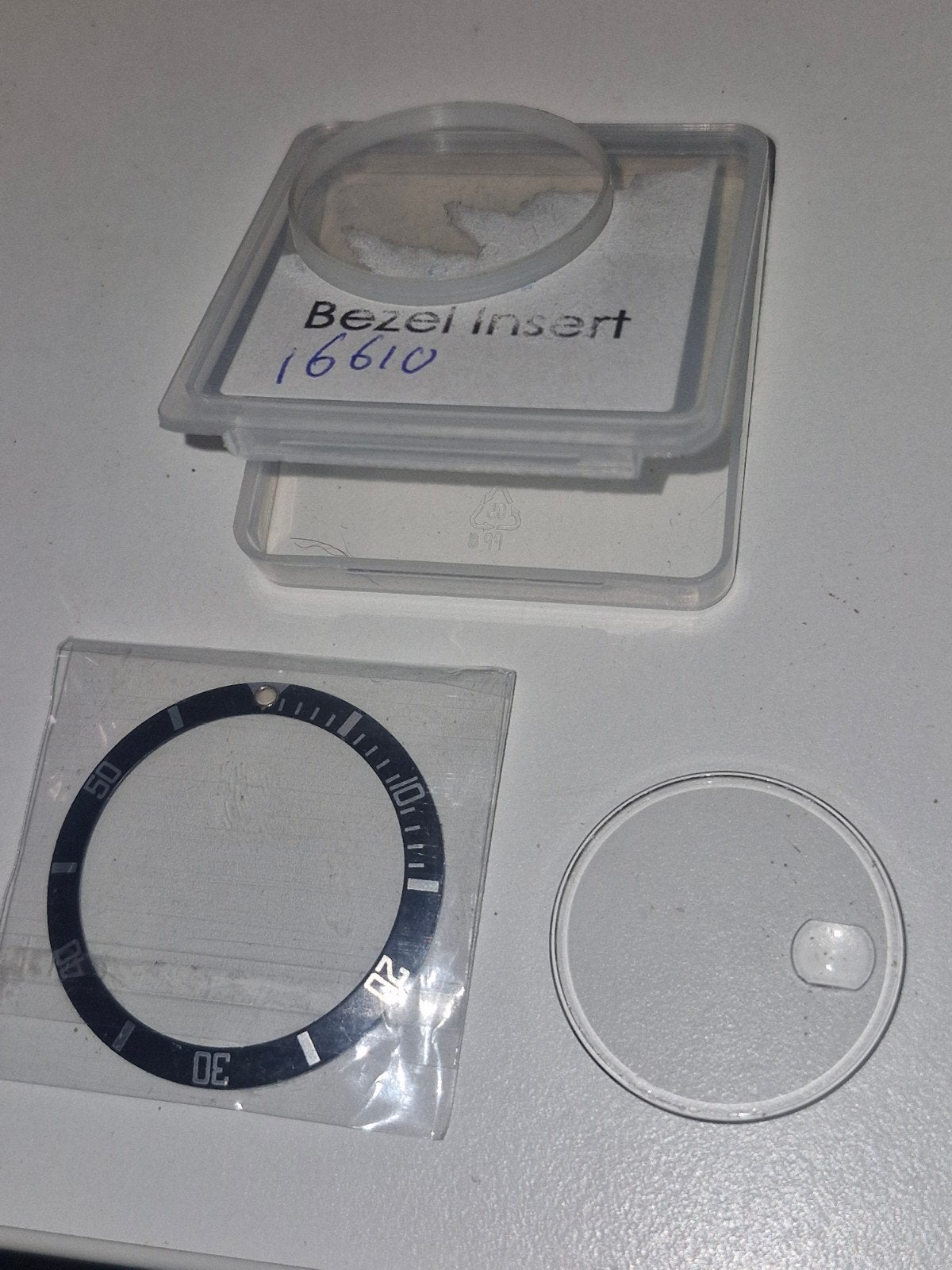 Originele Rolex Submariner Bezel insert + Safierglas, Overige merken, Staal, Polshorloge, 1960 of later