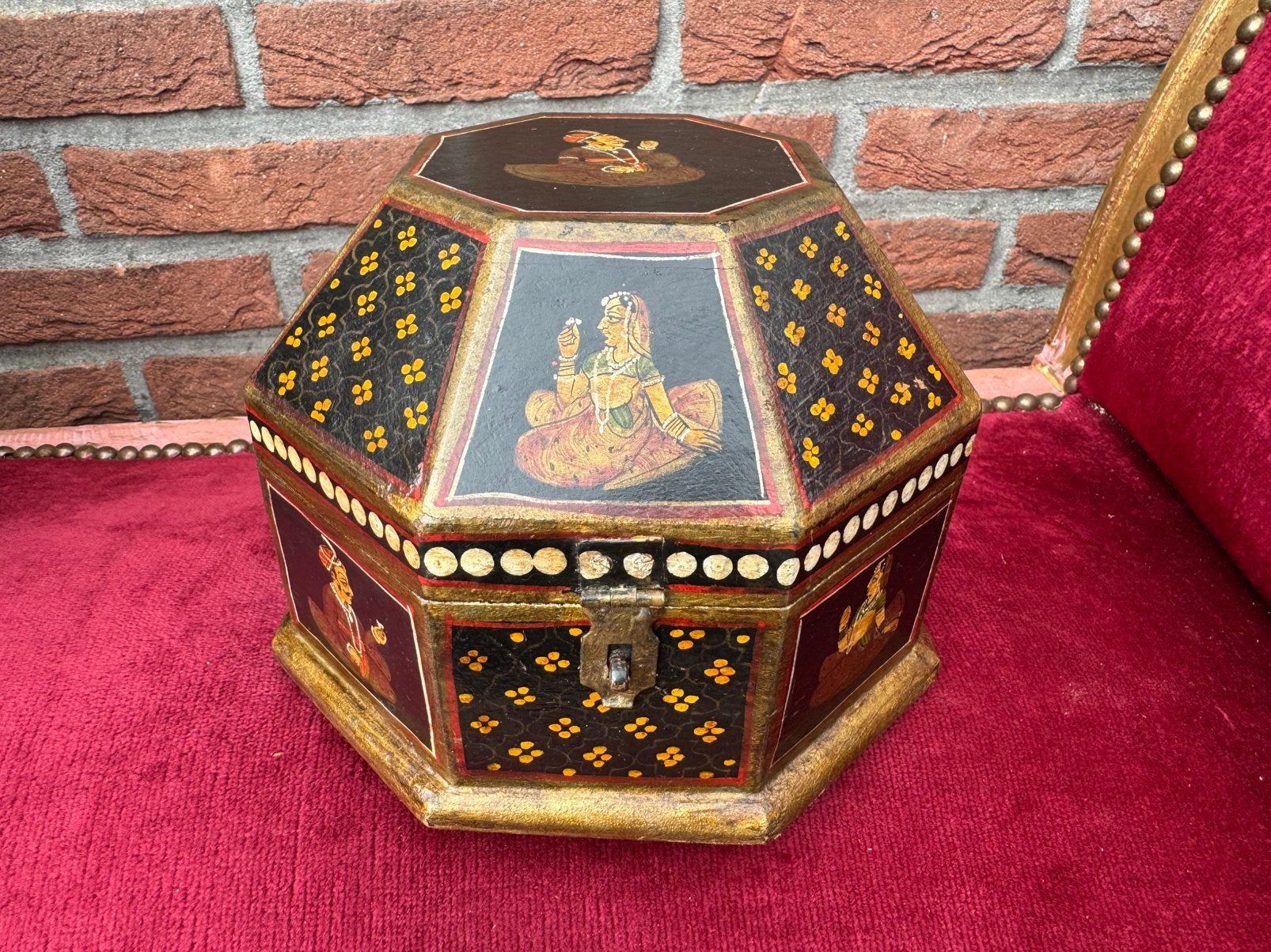 achthoekige juwelen kist uit India, Antiek en Kunst, Ophalen of Verzenden