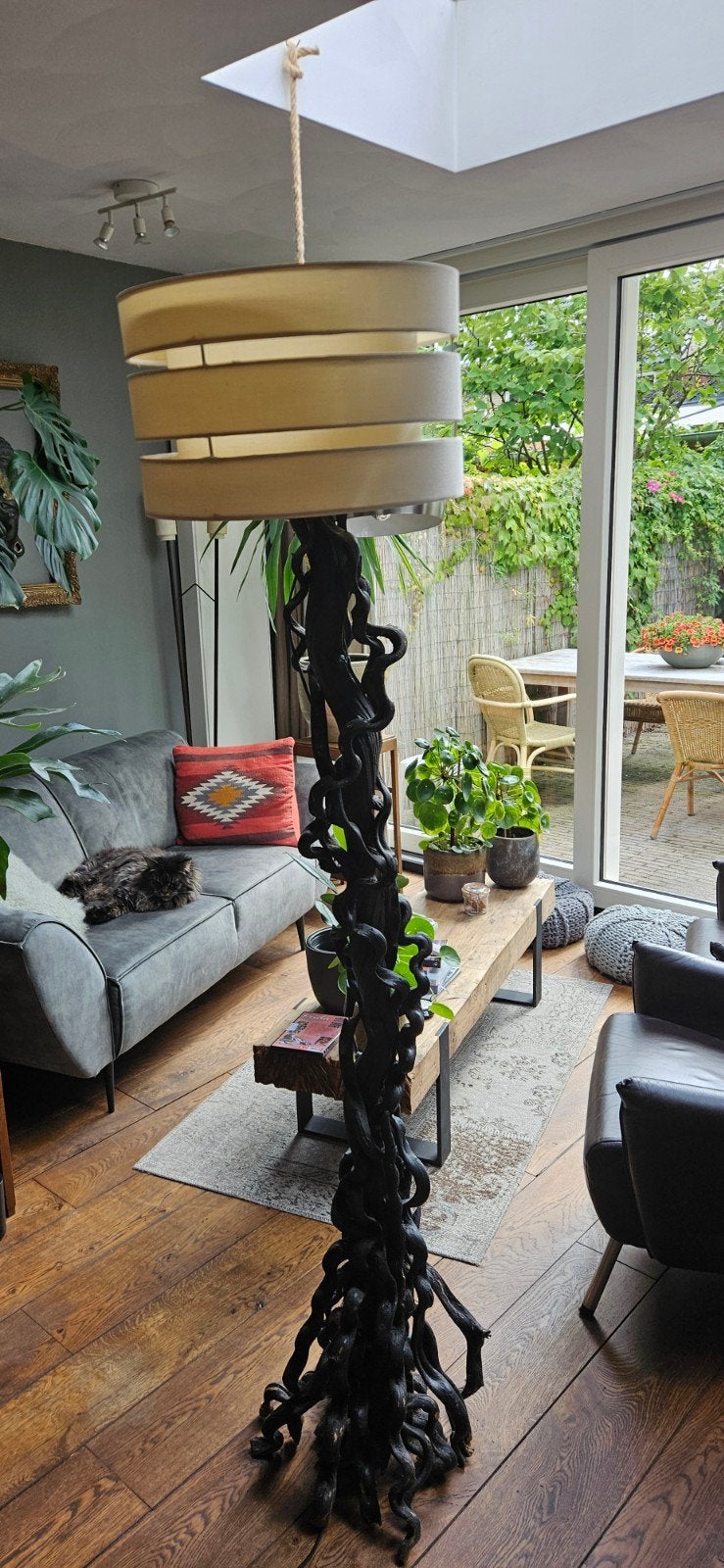 Unieke handgemaakte vloerlamp van drijfhout, Ophalen, 150 tot 200 cm