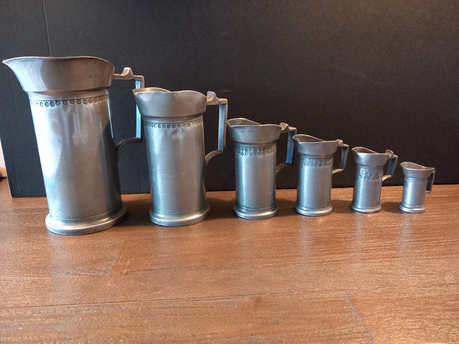 6 tinnen maatkannen, Antiek en Kunst, Ophalen of Verzenden
