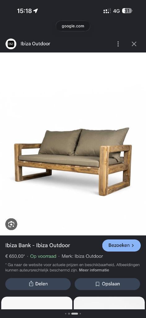 Ibiza outdoor loungebank, Ophalen, Gebruikt, Hout