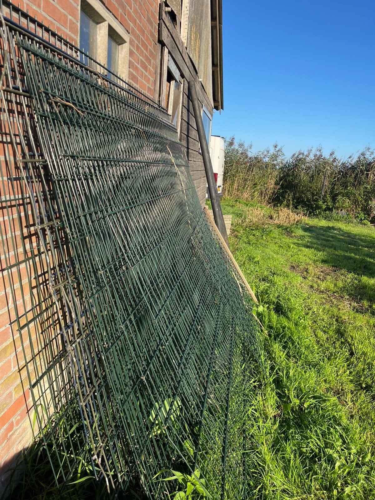 9 Dubbelstaafmat hekwerk panelen 22,5 meter, Ophalen, IJzer, Dubbelstaafmat hekwerk