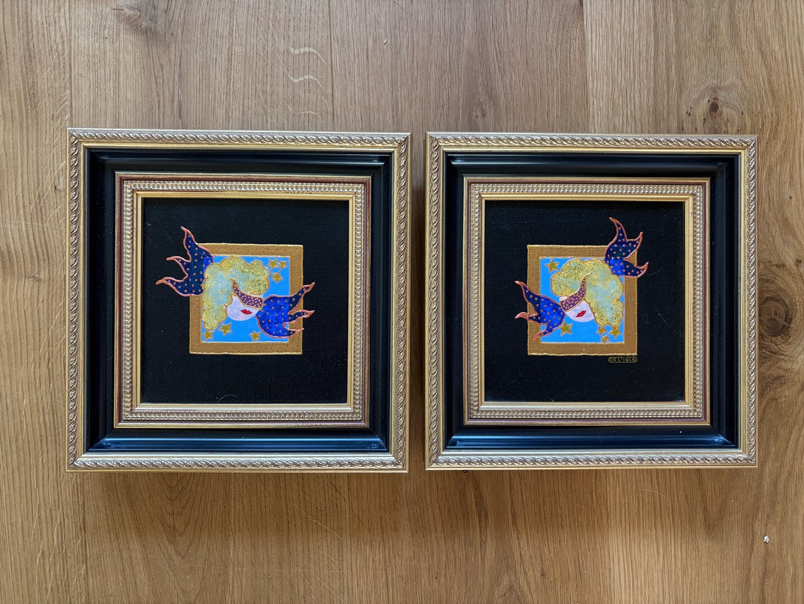 Set van 2 ingelijste kunstwerken met fantasiefiguren, Ophalen, Overige stijlen, Overige ondergronden, Overige onderwerpen