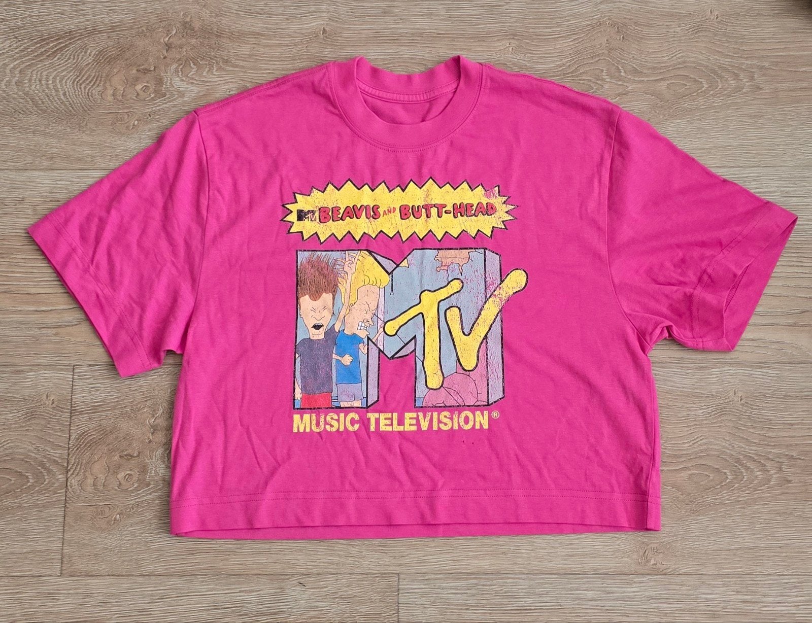 Roze Beavis and Butt-Head MTV crop top, maat XS, Nieuw, Ophalen of Verzenden, Korte mouw, Roze