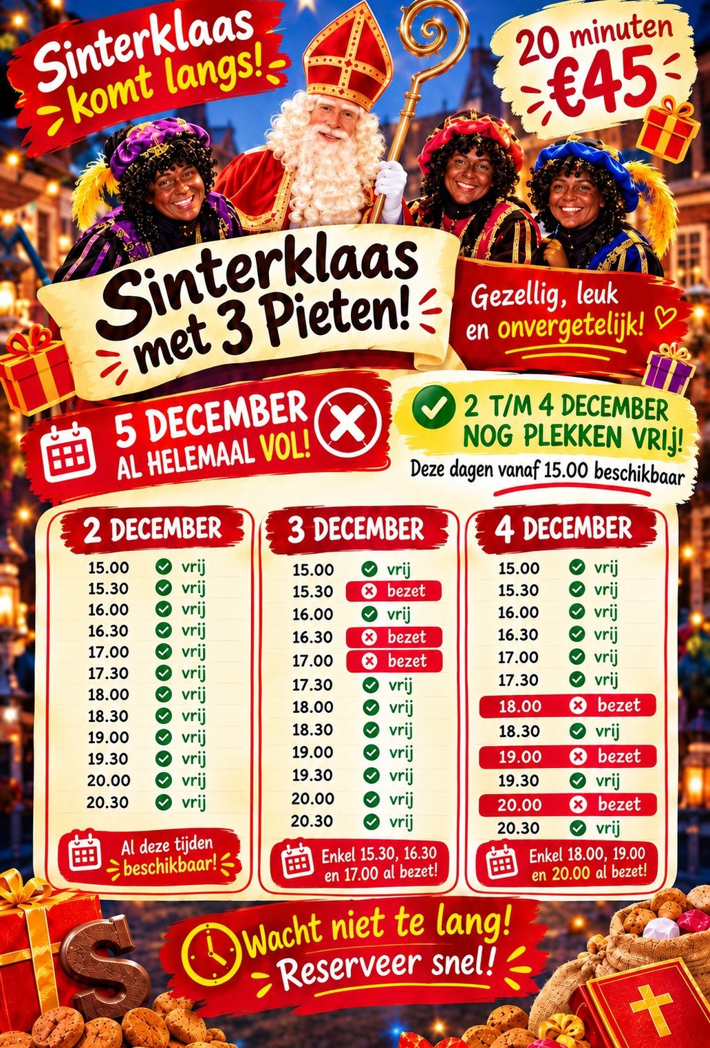 Sint en 3 pieten, Drie personen of meer