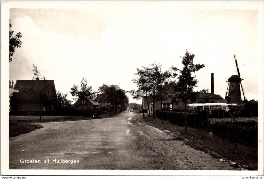 Groeten uit Huijbergen, Molenzicht 1957 (NB), Verzamelen, Verzenden, 1940 tot 1960, Gelopen, Noord-Brabant