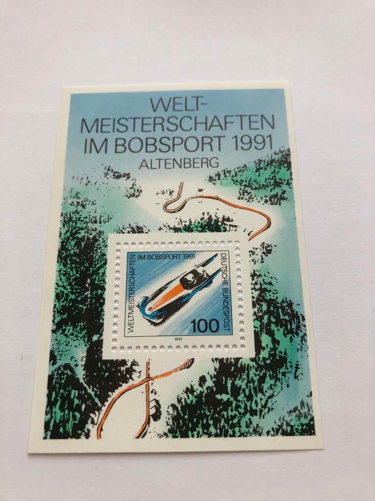 Duitse postzegel Wereldkampioenschappen Bobsport 1991, Ophalen of Verzenden, Overige landen, Postfris