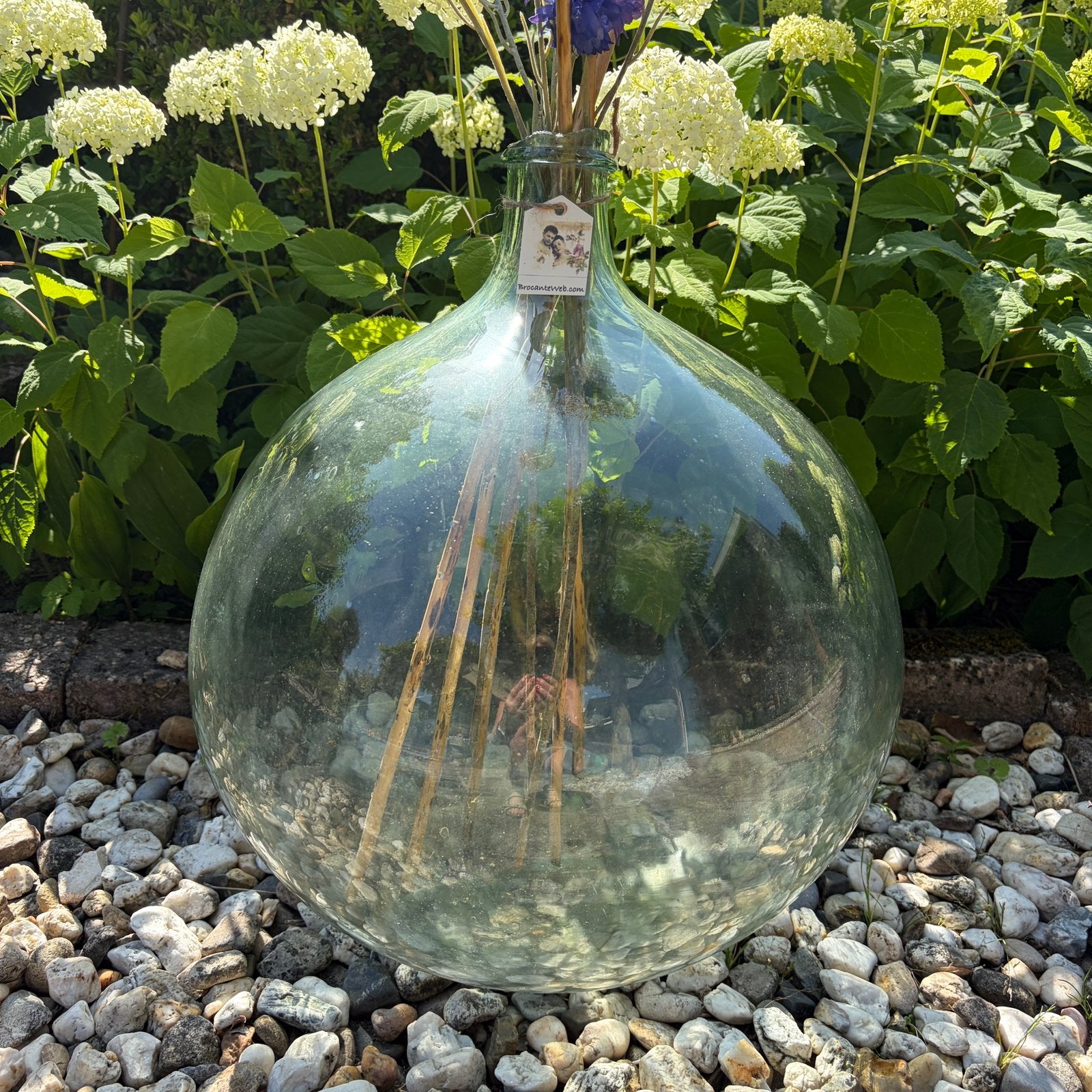 GROTE Oude Gistfles / Demijohn Vintage Glazen Fles brocante, Antiek en Kunst, Ophalen of Verzenden
