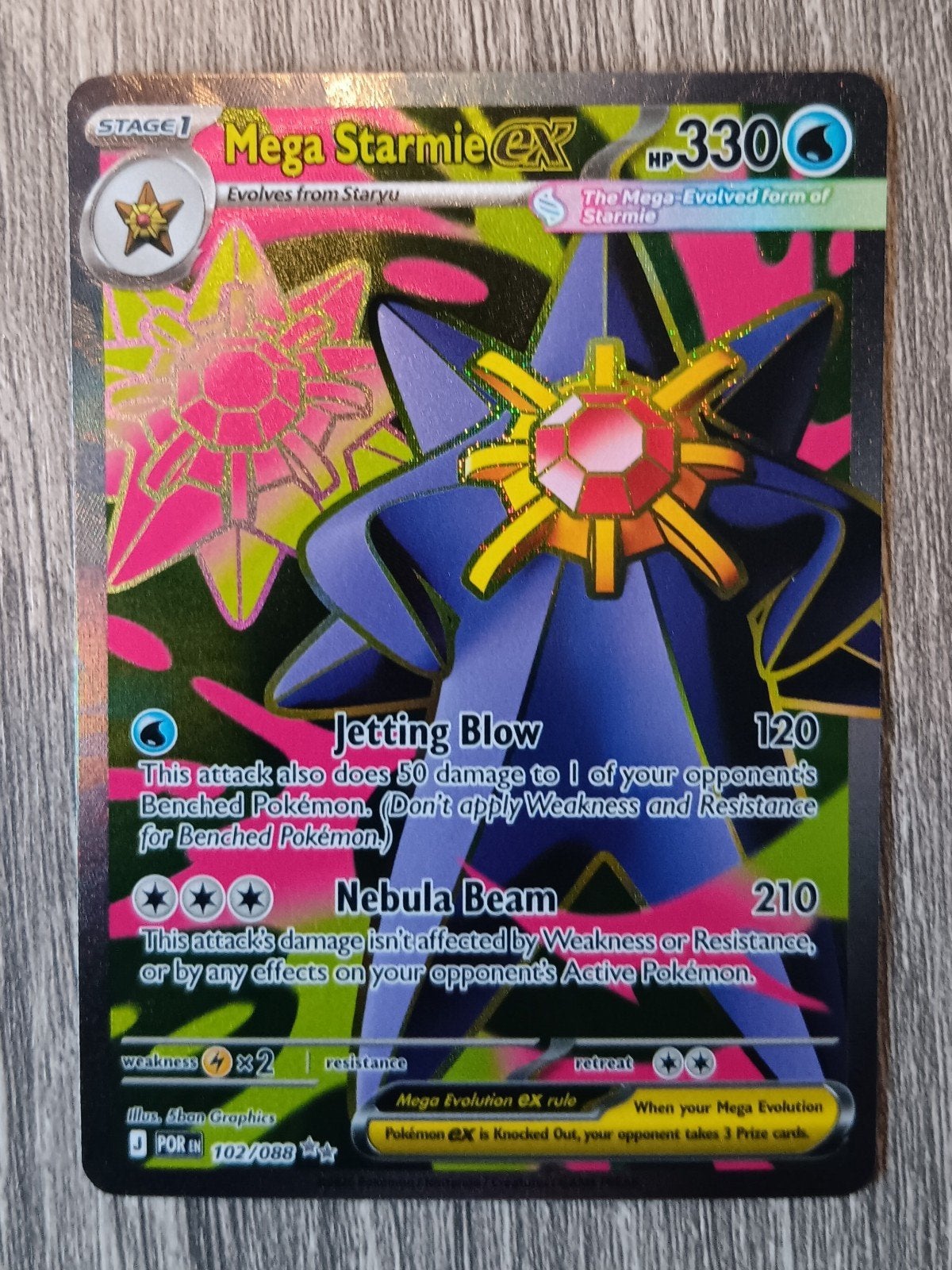 Mega Starmie ex Full Art Perfect Order, Ophalen of Verzenden, Zo goed als nieuw, Losse kaart, Foil