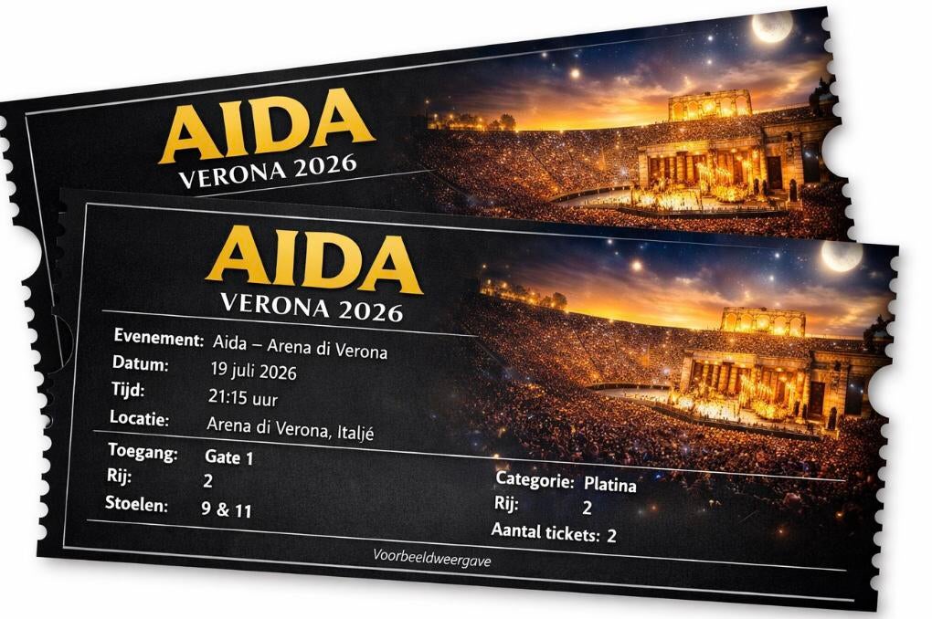 Aida Verona 19 juli 2026 Exclusieve Platina 2 tickets, Twee personen