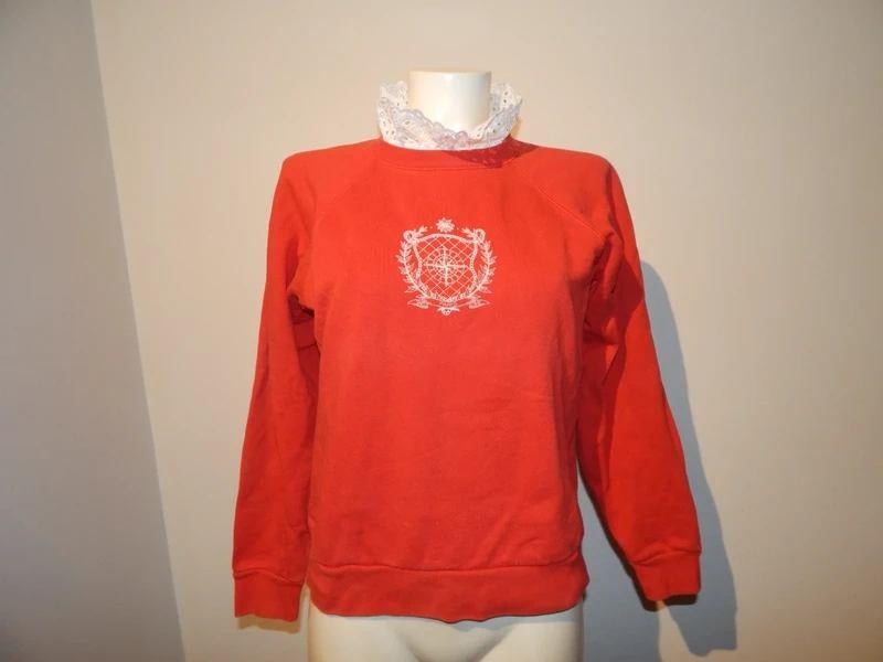 Sandro schattige sweater wit broderie kraagje opdruk 36/38, Verzenden, Sandro, Zo goed als nieuw, Maat 36 (S)