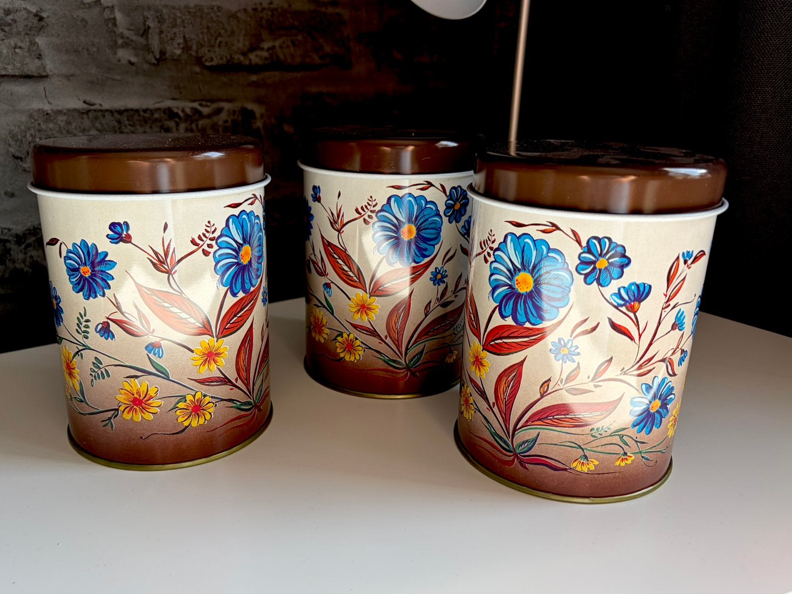 Vintage Mywatt voorraadbussen set van 3 - Jaren '70 bloemen, Ophalen of Verzenden, Zo goed als nieuw, Overige, Overige merken