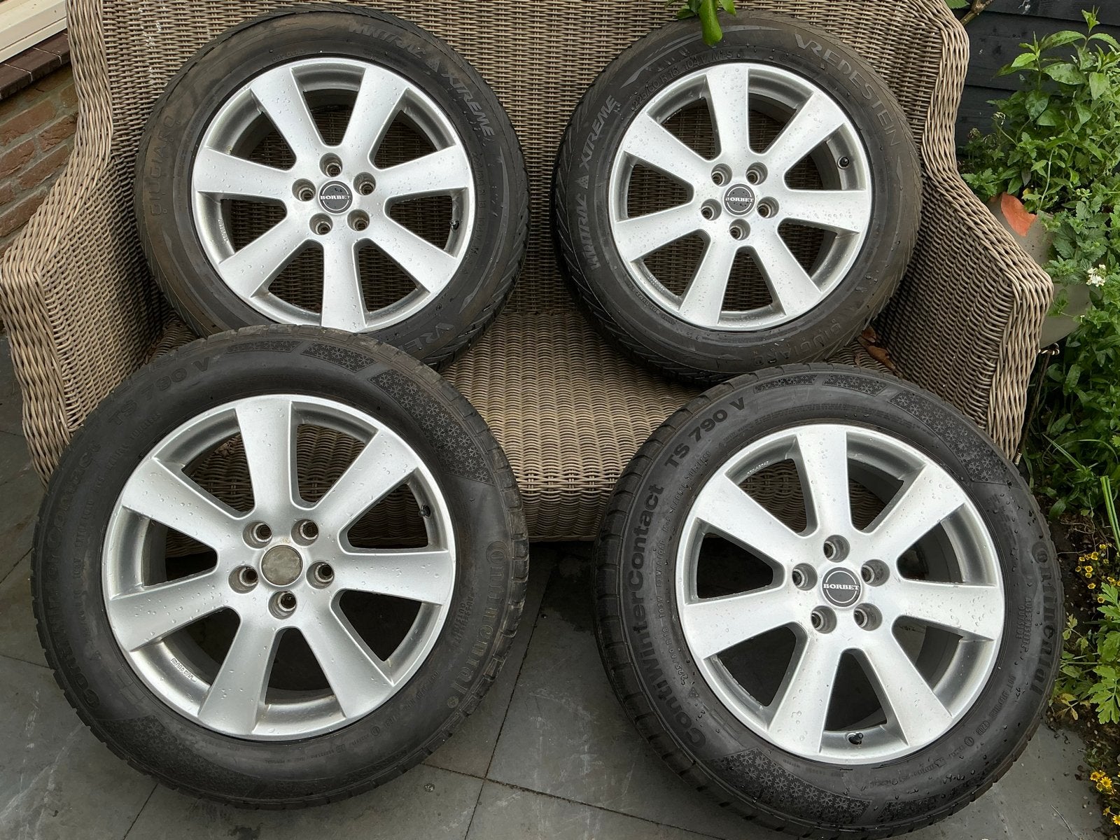 Borbet velgen met winterbanden - 225/60 R18, Auto-onderdelen, Banden en Velgen, Ophalen, 18 inch, Gebruikt, Banden en Velgen