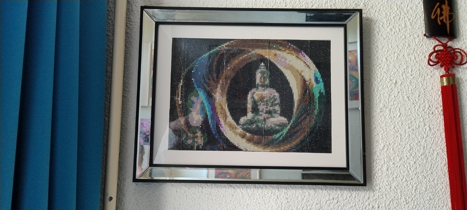 Boeddha Diamond Painting in spiegel lijst, Ophalen, Minder dan 50 cm, Overige typen, Zo goed als nieuw