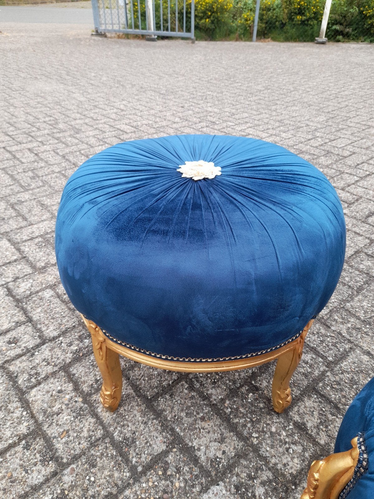 Mooie barok poef hocker, Ophalen of Verzenden, Zo goed als nieuw, Rechthoekig, 75 tot 100 cm
