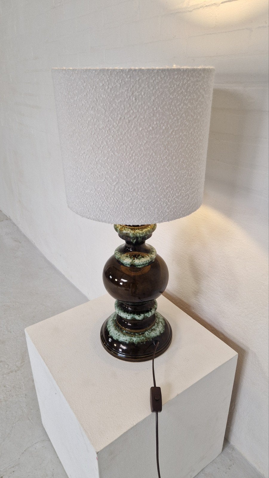 Vintage West Germany lamp Jaren '70 - Bruin/Groen fat lava, Ophalen of Verzenden