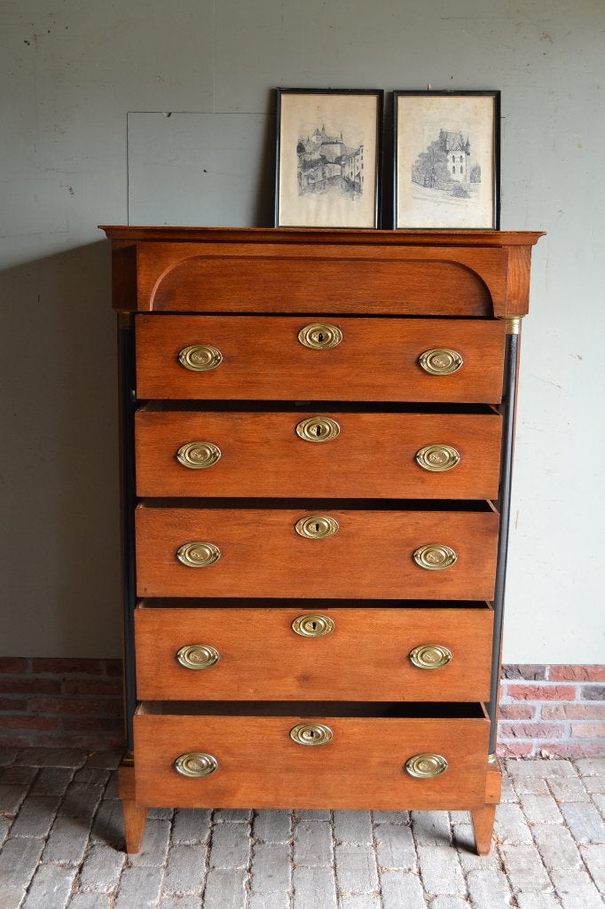 Prachtige antieke eiken houten Empire chiffoniere, ladekast., Verzenden