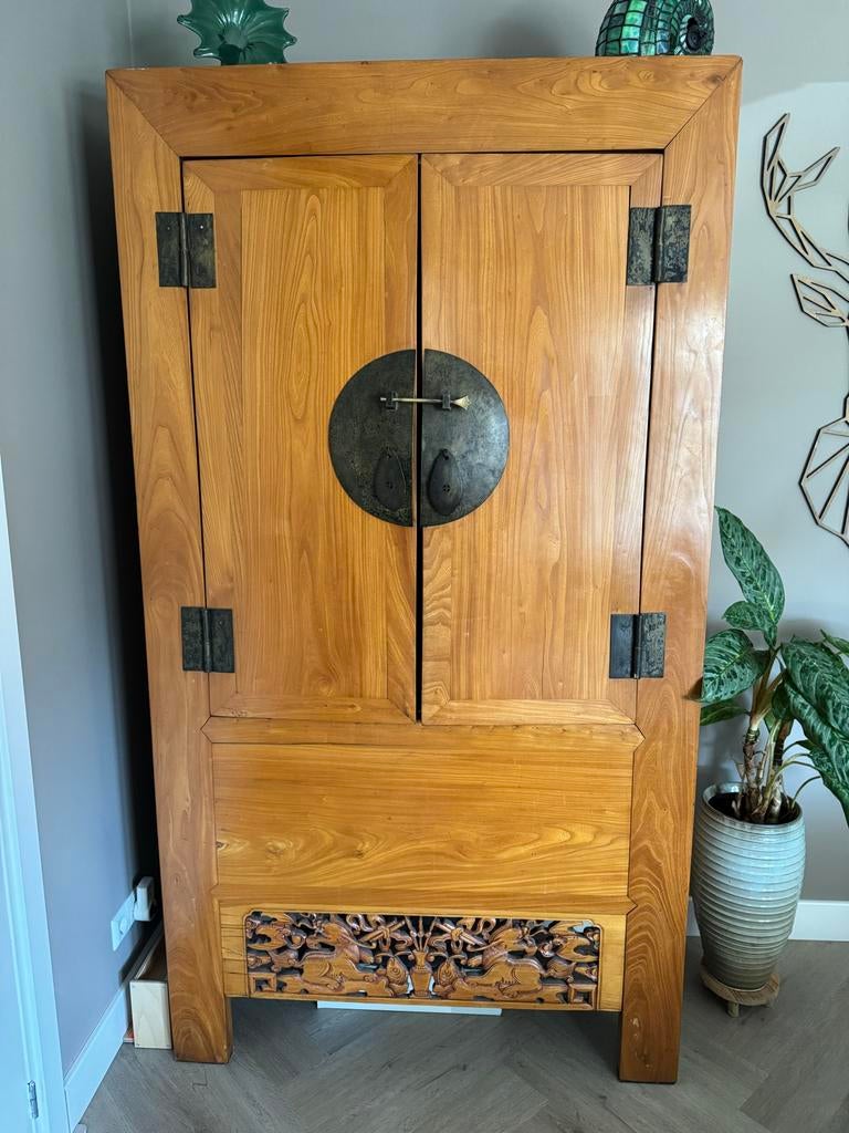 Antieke Chinese Bruidskast - Handgesneden Details, Ophalen