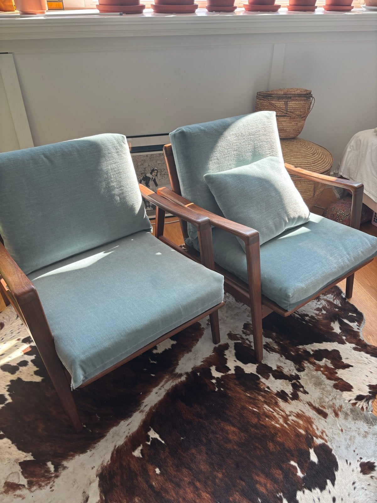 2 Vintage Deense Teak Lounge Fauteuils Erik Wørts Kolding, Ophalen, 75 tot 100 cm, Zo goed als nieuw, Stof