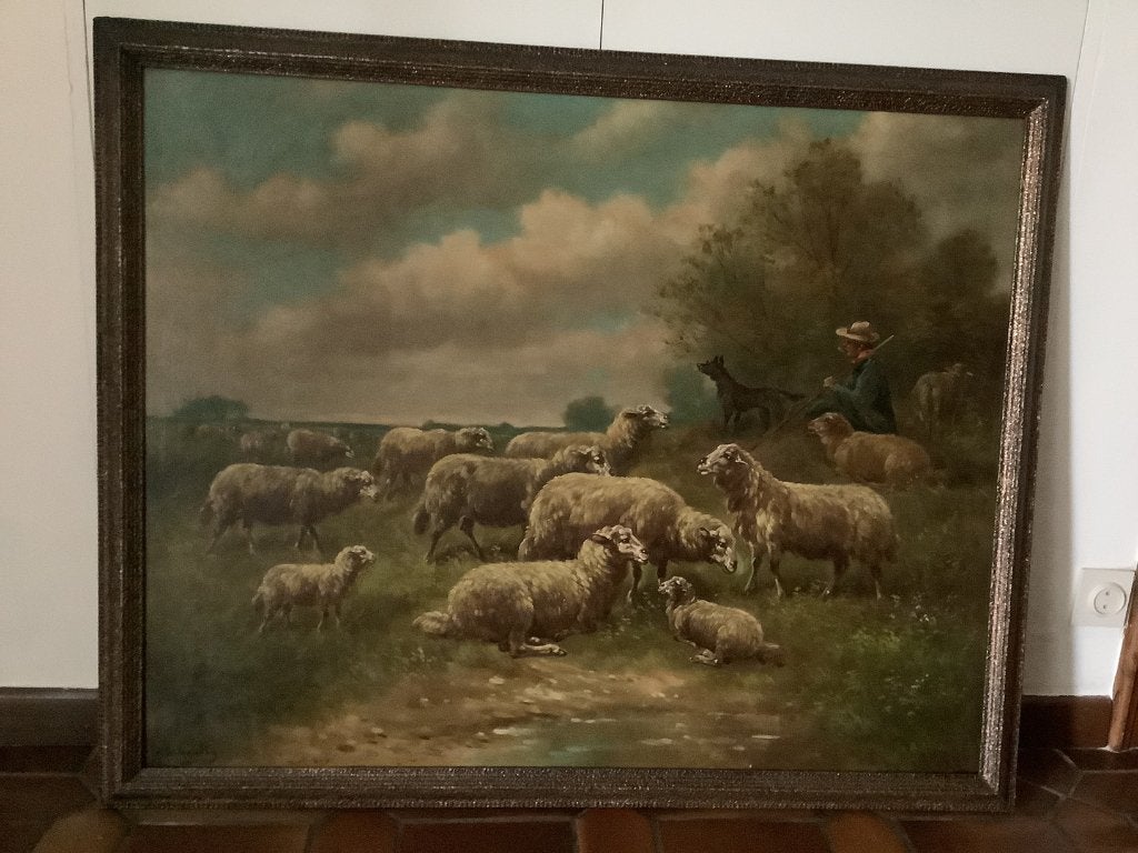 HENRI SCHOUTEN (1857)-Grote prachtige gesigneerde schilderij, Ophalen of Verzenden