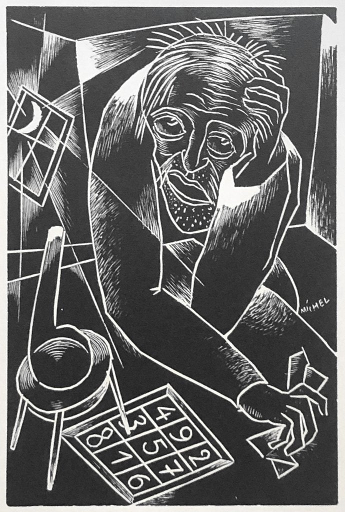 Karl Michel (1885-1966) Houtsnede 'Faust's wanhoop' ~1924, Antiek en Kunst, Ophalen of Verzenden