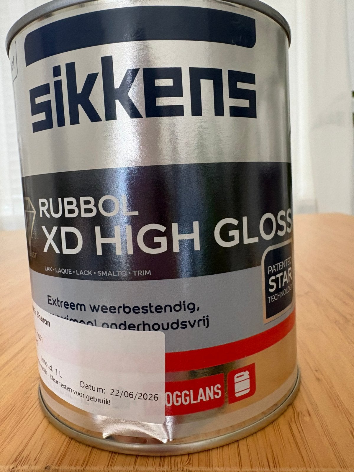 Sikkens Rubol XD High gloss 1liter 9001, Doe-het-zelf en Verbouw, Verf, Beits en Lak, Wit, Nieuw, Ophalen of Verzenden, Verf
