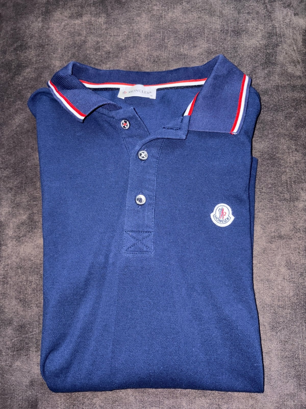Moncler Polo Shirt Blauw - Maat M, Kleding | Heren, Ophalen of Verzenden, Zo goed als nieuw, Maat 52/54 (L), Blauw