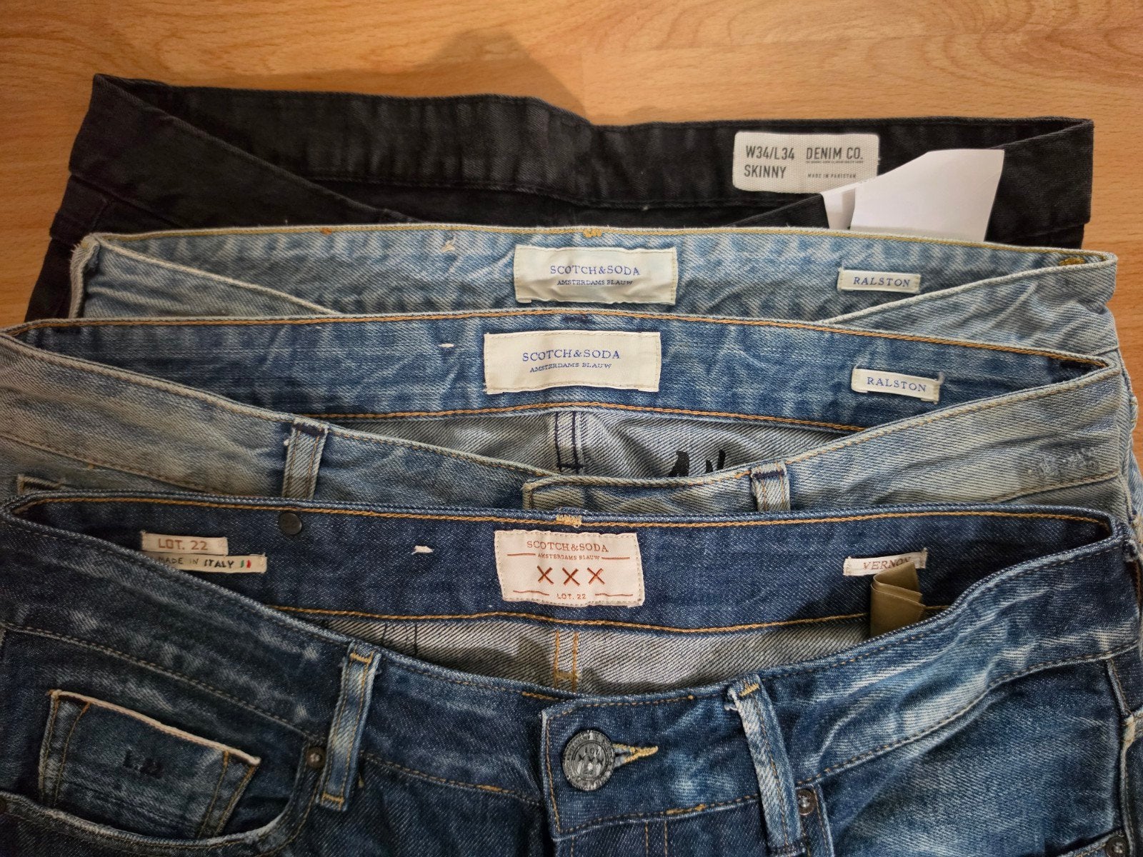 4 Heren broeken: 3x Scotch & Soda, 1x Primark, Ophalen of Verzenden, Zo goed als nieuw, W32 (confectie 46) of kleiner, Scotch & Soda, Primark