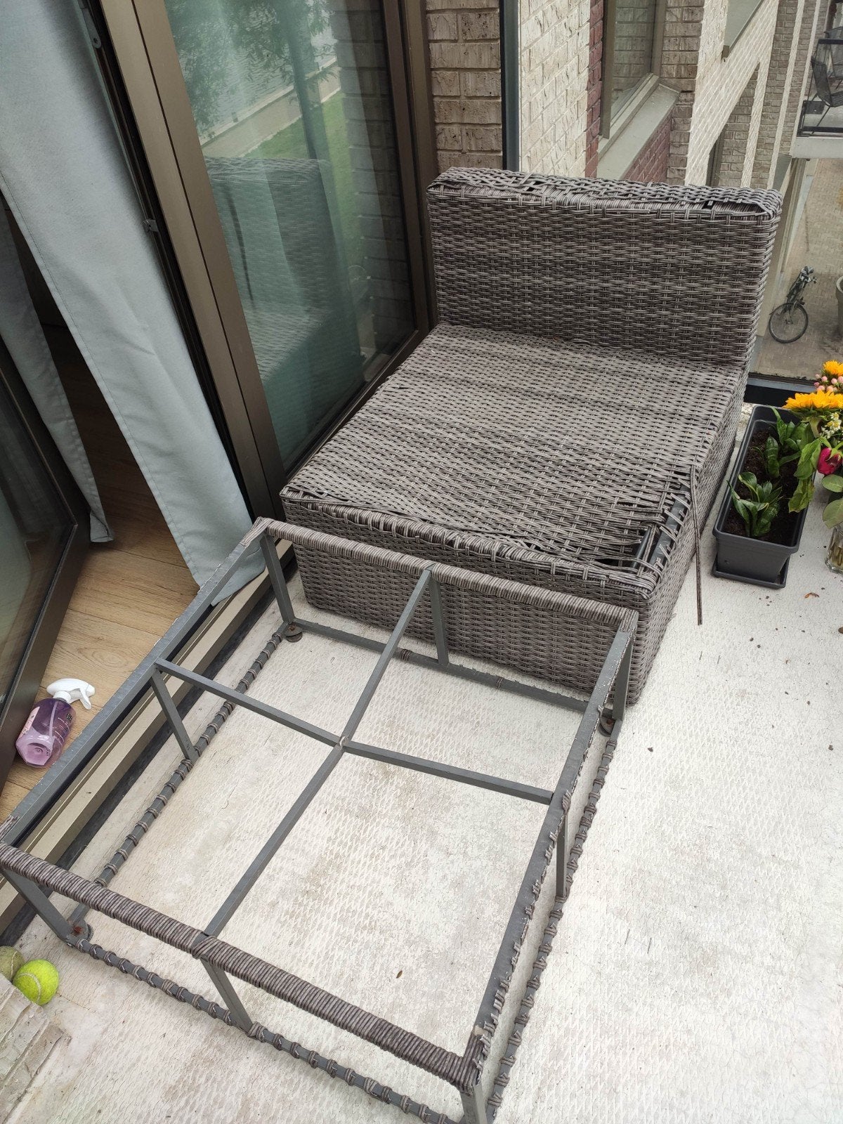 Loungeset voor DIY project - gratis af te halen, Gebruikt, Bank, Loungeset, Wicker
