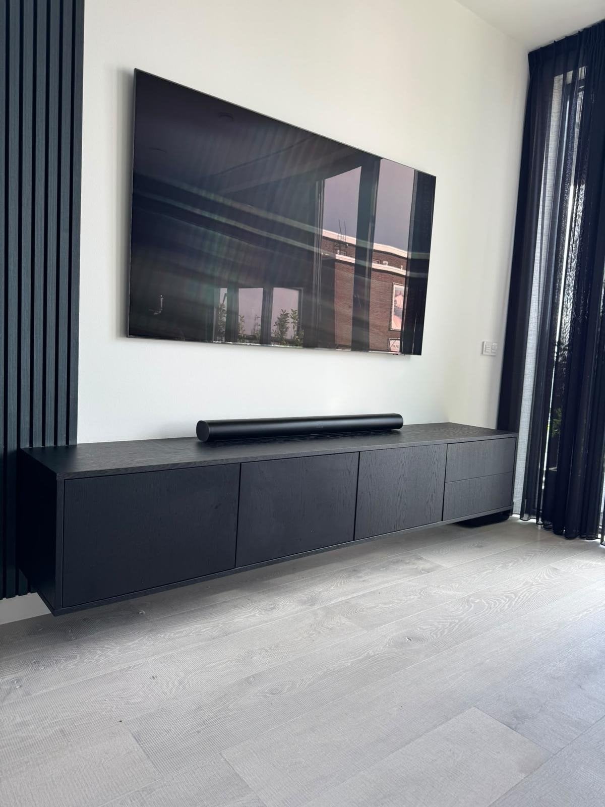 Zwart zwevend tv-meubel 240x45x42,5 cm, Ophalen, Zo goed als nieuw, 200 cm of meer, Minder dan 100 cm