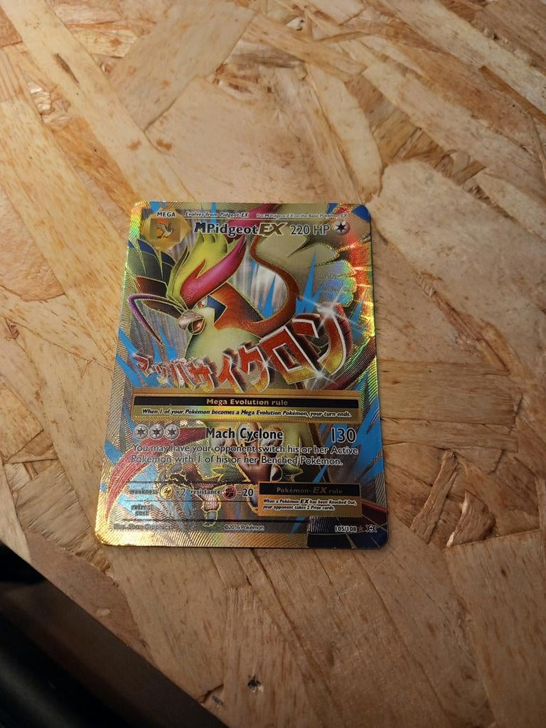Mega Pidgeot EX Pokémon Kaart - Foil, Ophalen of Verzenden, Gebruikt, Losse kaart, Foil