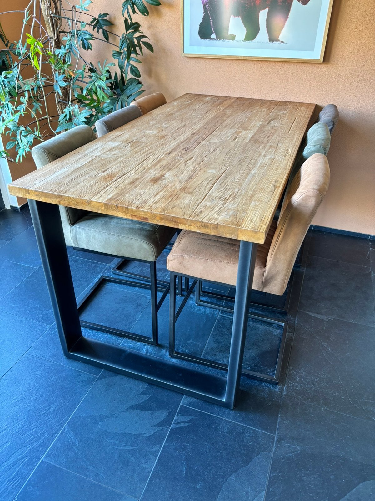 Romaro teakhouten bartafel met 6 barstoelen, Ophalen, Teakhout, 200 cm of meer, 50 tot 100 cm