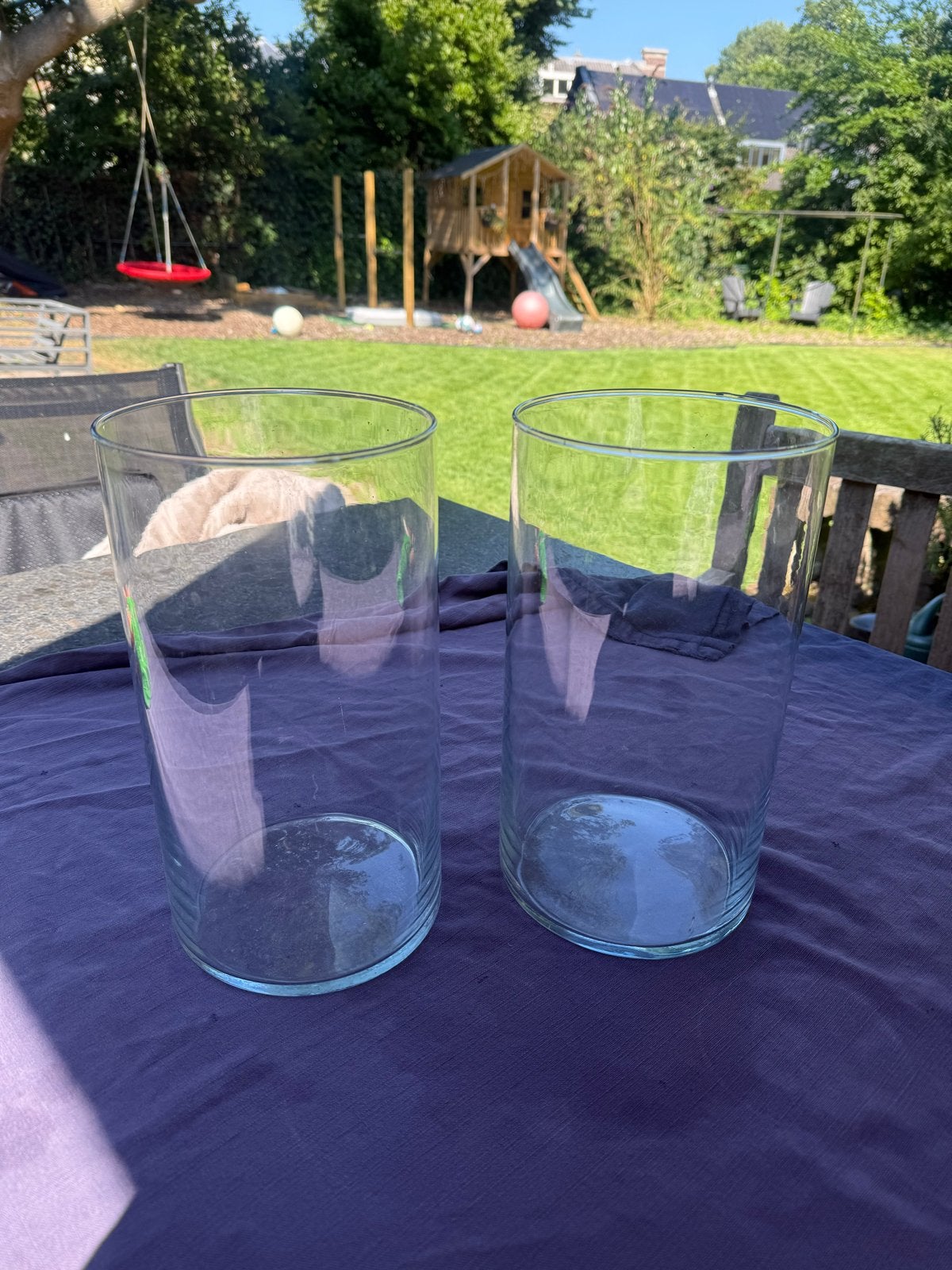 11 glazen vazen 15,5x29 cm voor huwelijk of feest, Ophalen, Zo goed als nieuw, Transparant, Glas