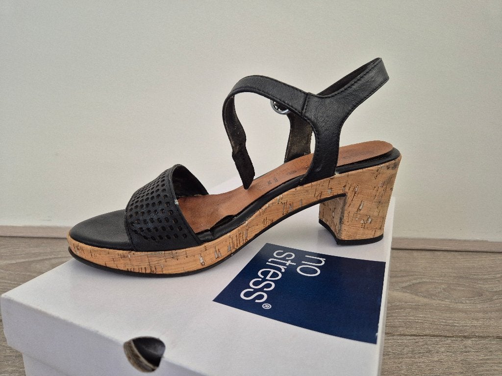 No stess dames sandalen met hak, Ophalen, Zwart, No stress, Sandalen of Muiltjes