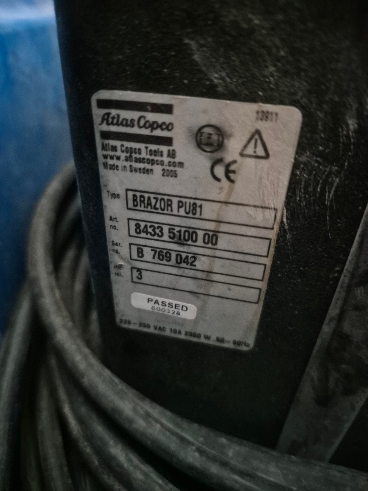 atlas copco brazor slijptol, Ophalen, Gebruikt, 1000 watt of meer, Haakse handslijpmachine