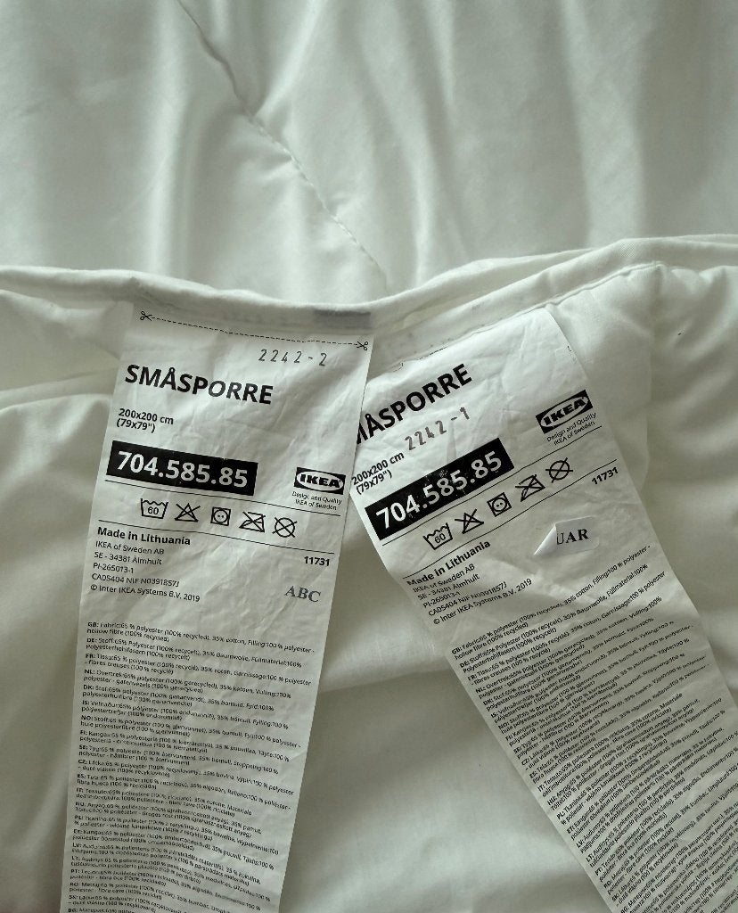 IKEA SMÅSPORRE 4-seizoenen dekbed – 200x200 cm, Ophalen, Wit, Overige materialen, Tweepersoons