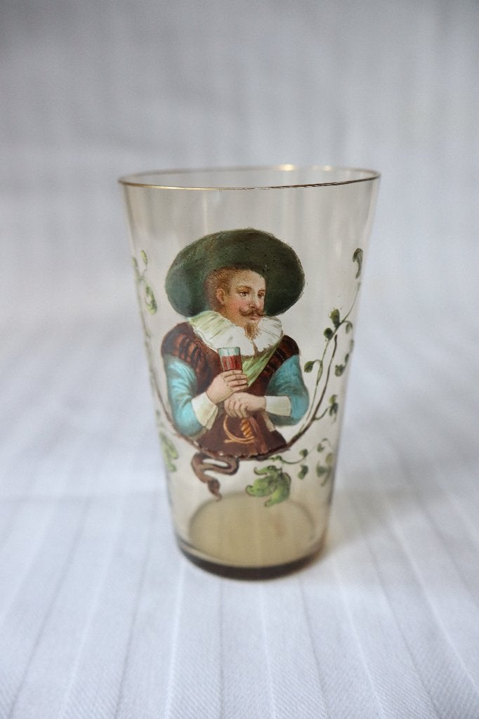 Antiek F Heckert Historismus emaille glas 1880-1900, Antiek en Kunst, Ophalen of Verzenden