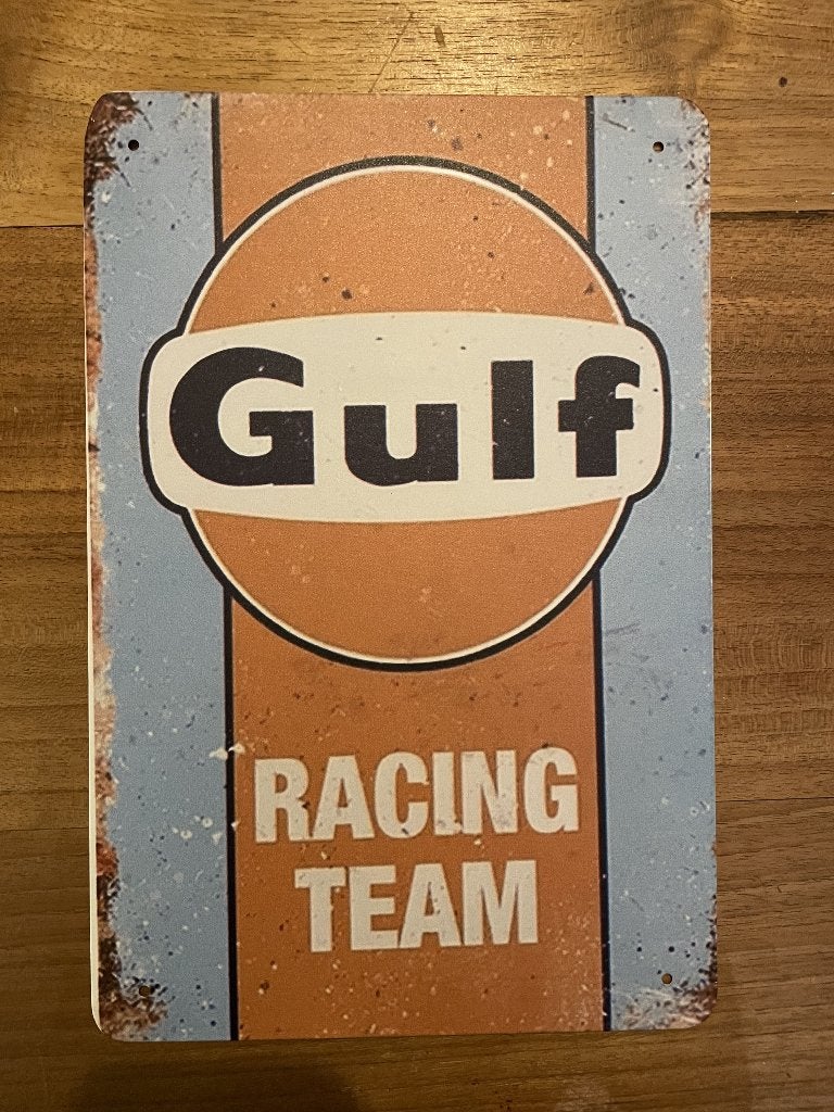 Gulf Racing Team metalen reclamebord / wandbord (Old Look), Ophalen of Verzenden, Nieuw, Auto's
