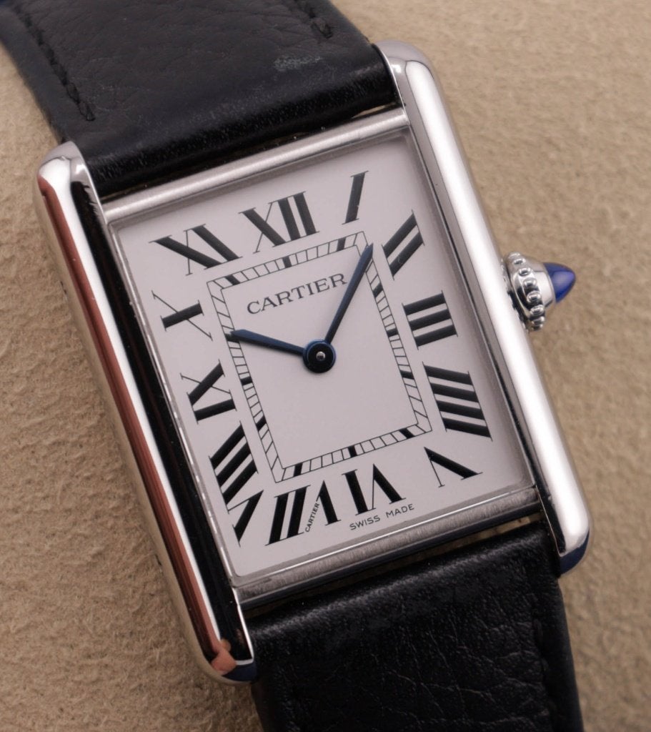 Cartier Tank WSTA0041, Overige merken, Leer, Staal, Polshorloge