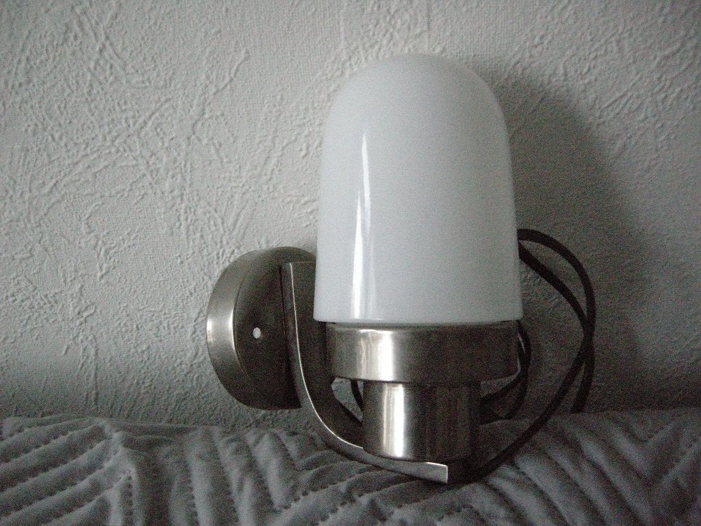 Oude lamp glas Bauhaus - nette staat, Huis en Inrichting, Lampen | Wandlampen, Ophalen, Gebruikt, Glas, Wandspot