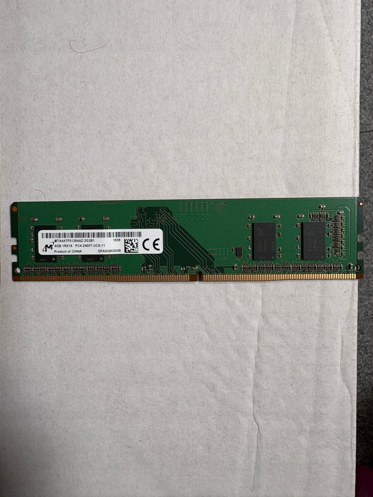 Micron 4GB DDR4 RAM PC4-2400T-UCA-11 Geheugenmodule, Computers en Software, RAM geheugen, Gebruikt, Server, DDR4, Ophalen of Verzenden