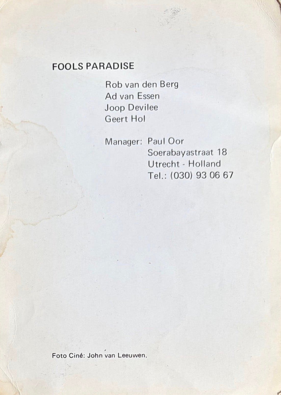Foto 6 van Nederbeat single Fools Paradise - There She Goes (1970)