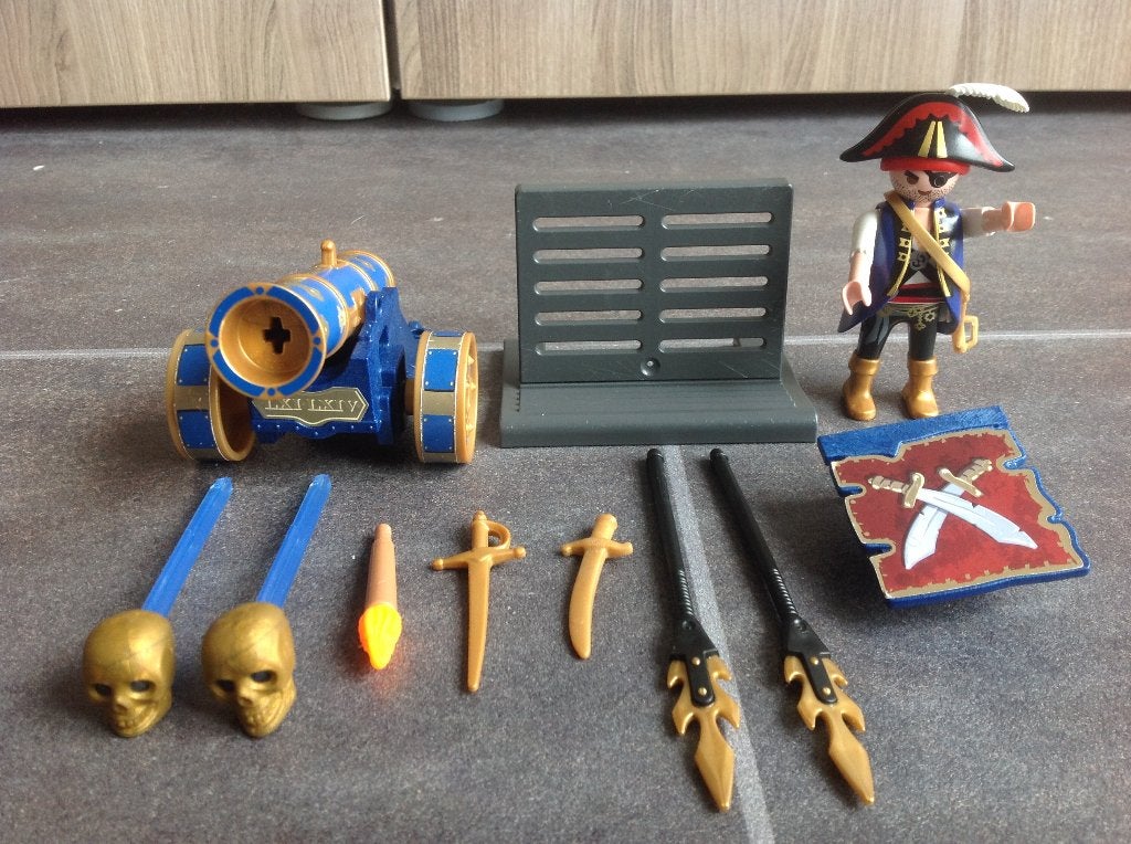Playmobil 6164: Piraat met kanon en telefoon game - Compleet, Ophalen of Verzenden, Zo goed als nieuw