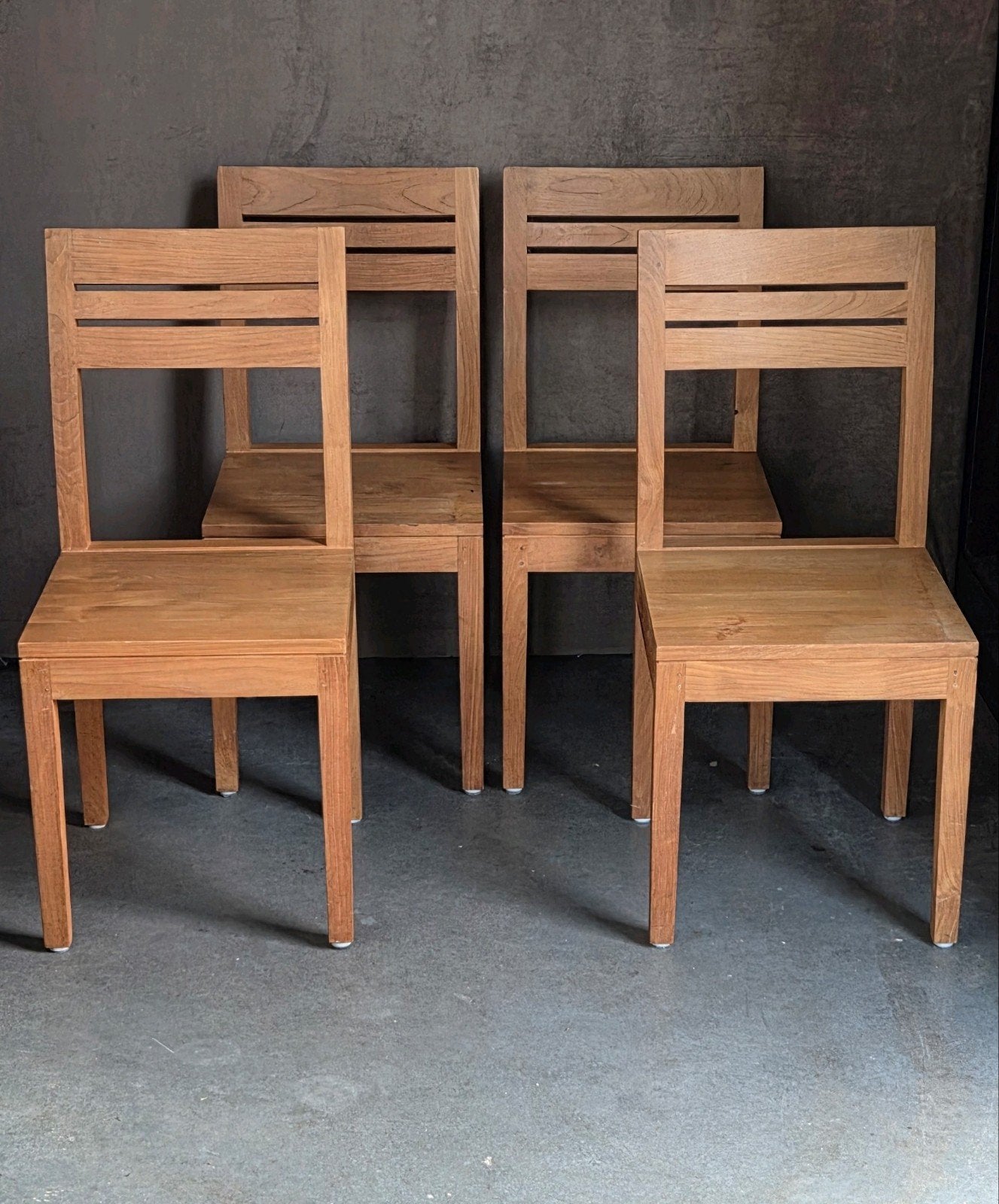 4 hout teakhout teak stoelen keukenstoelen tuinstoelen !, Huis en Inrichting, Stoelen, Ophalen, Bruin, Hout