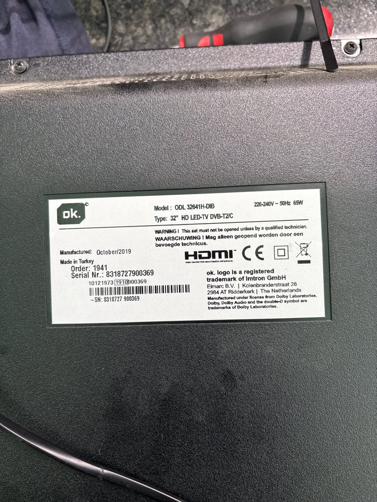 OK. 32 inch HD LED TV - ODL 32641H-DIB, HD Ready (720p), 80 tot 100 cm, Ophalen, Overige merken