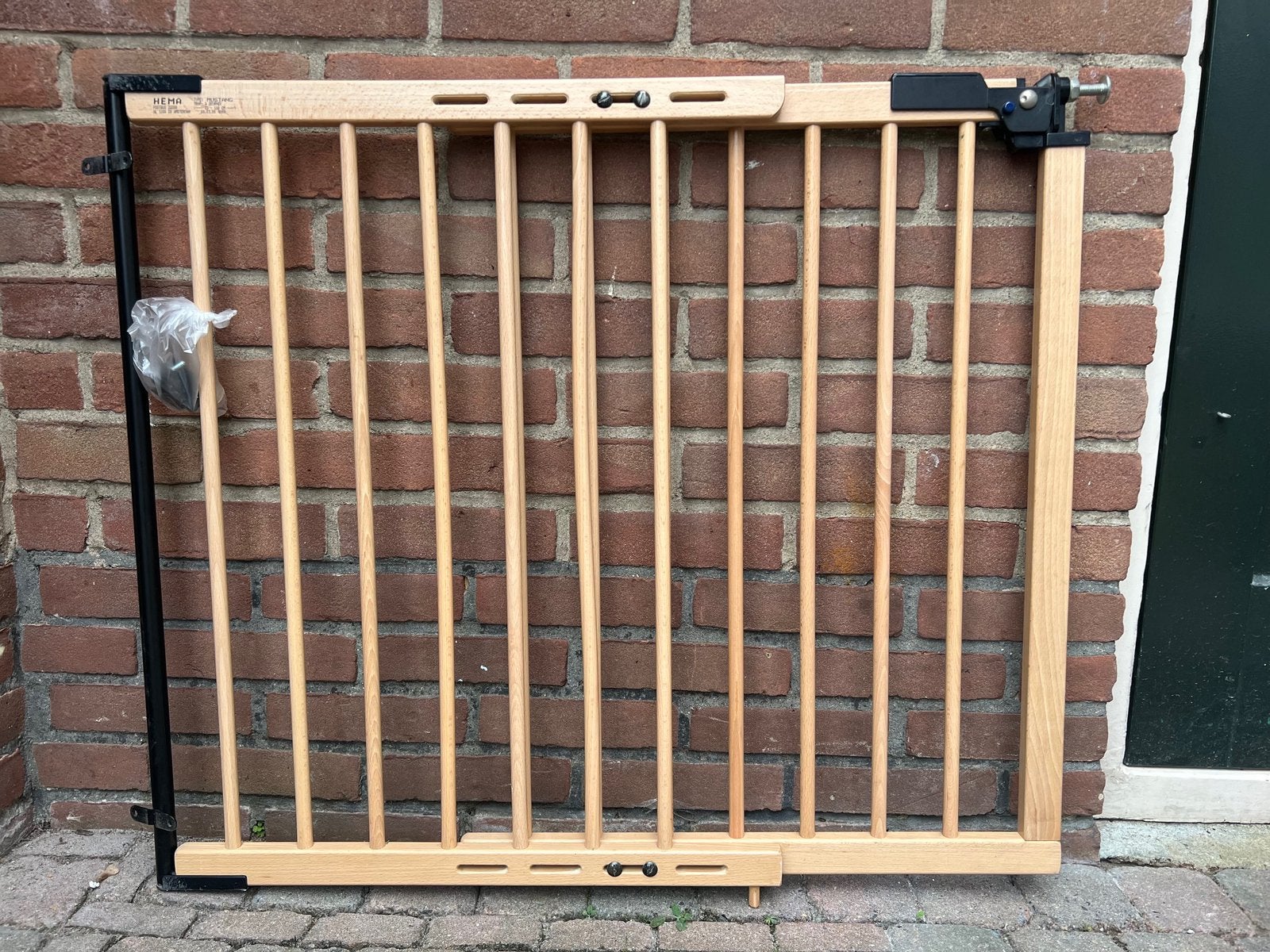 Houten verstelbaar degelijk traphekje, Ophalen, Gebruikt, 100 tot 115 cm, Schroefhekje